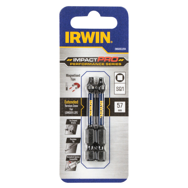 IRWIN Bits Impact Pro 57mm SQ1 2PCS