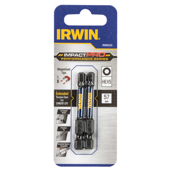 IRWIN Bits Impact Pro 57mm HEX5 - 2PCS