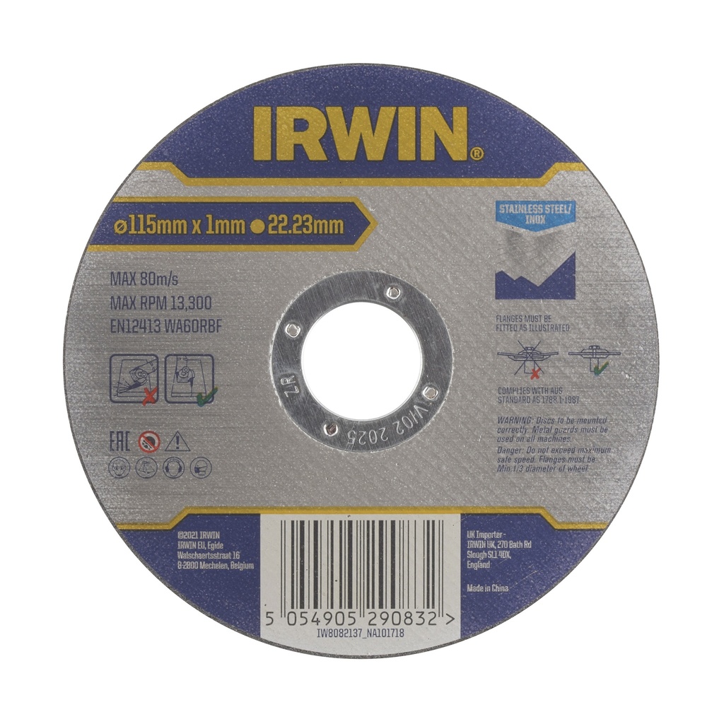 IRWIN Pro Performance Doorslijpschijf RVS Ø115mm x 1mm