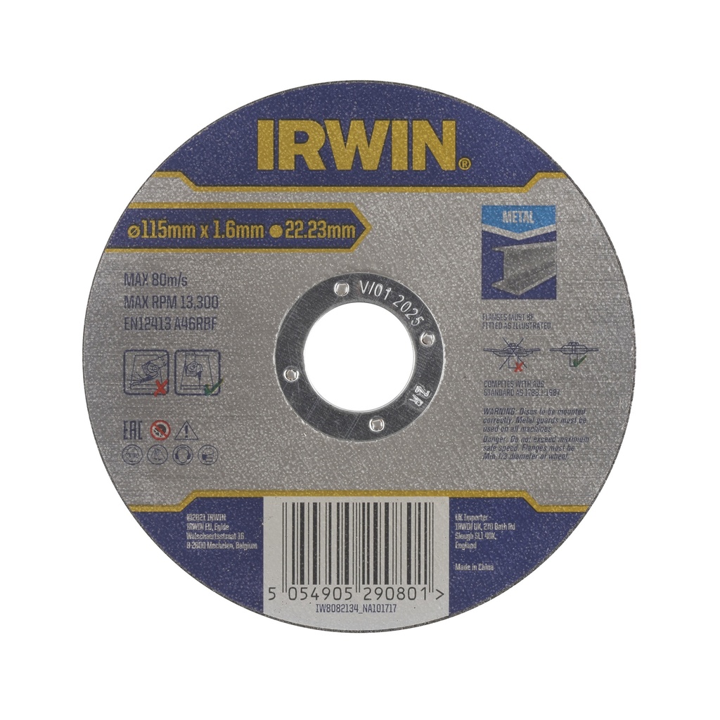 IRWIN Pro Performance Doorslijpschijf metaal Ø115mm x 1,6mm