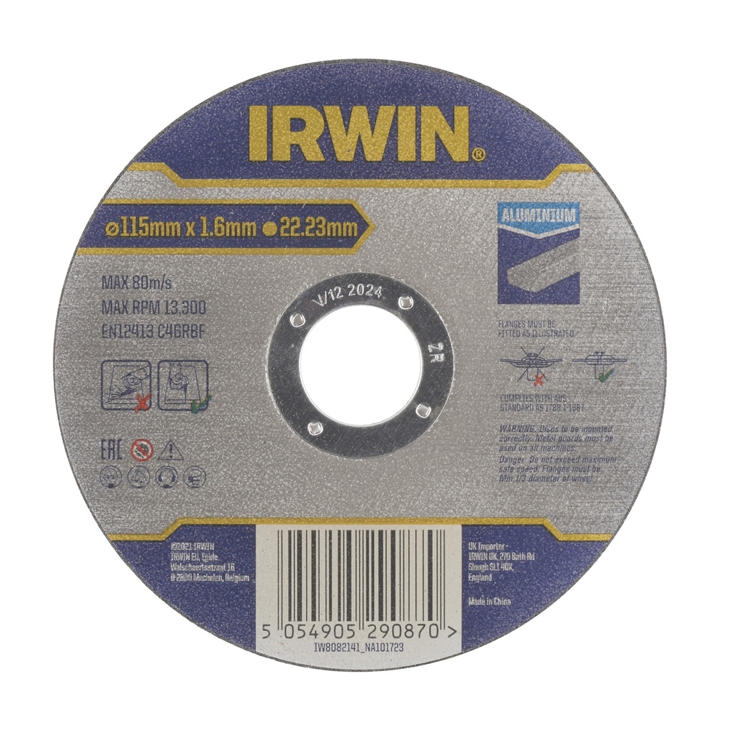 IRWIN Pro Performance Doorslijpschijf aluminium Ø115mm x 1,6mm