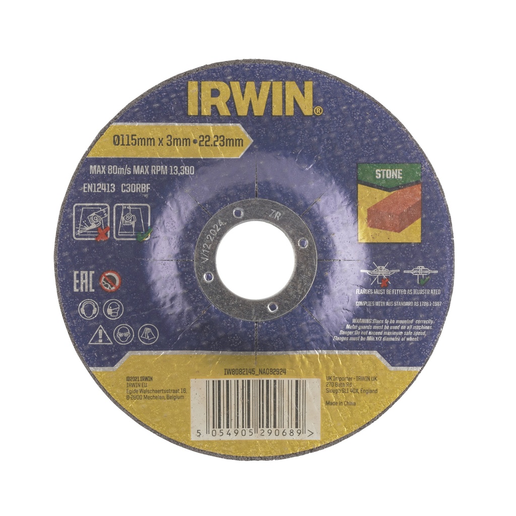 IRWIN Pro Performance Doorslijpschijf Steen Ø115mm x 3,0mm