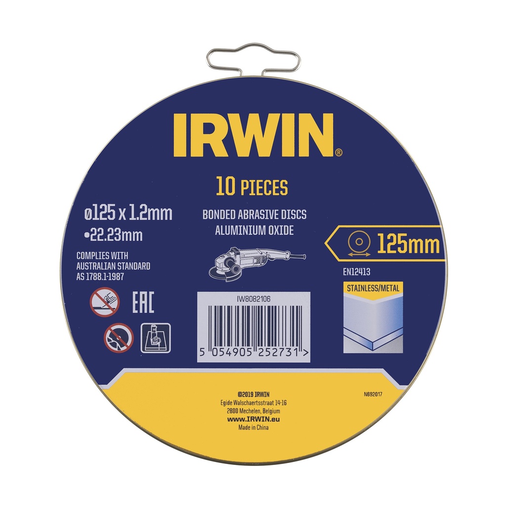IRWIN Blik Doorslijpschijven metaal Ø125X1,2mm 10PCS