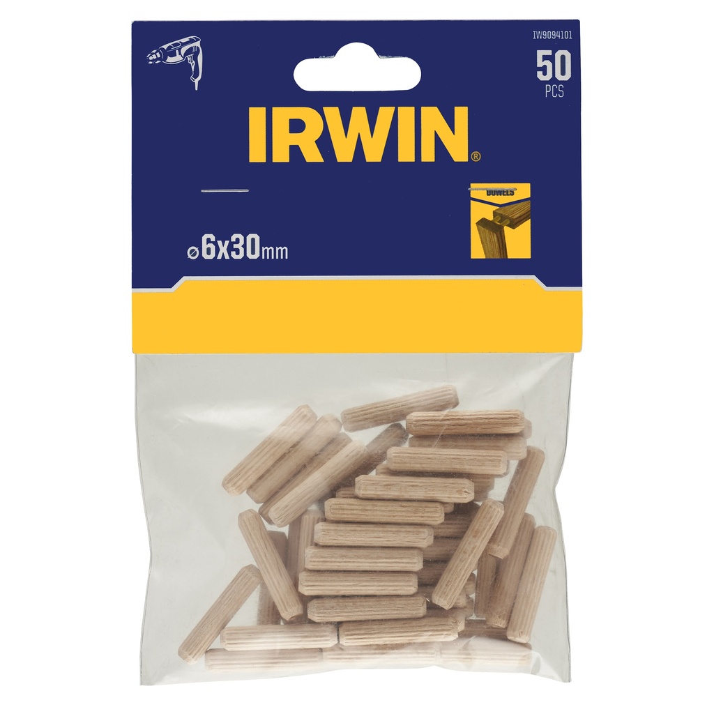 IRWIN Houten Deuvels Ø6X30 mm 50st