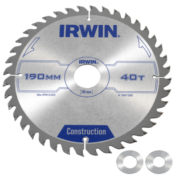 IRWIN Cirkelzaagblad Ø190mm met Asgat 30mm 40T