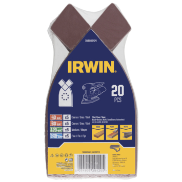 IRWIN Set Schuurvellen voor Multischuurmachine B+D Zelfklevend K40/K80/K120/K240 20 PCS