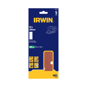 IRWIN Schuurvel 190x93 mm K120 Zelfklevend met Perforatie voor B+D 5 PCS