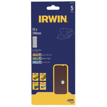 IRWIN Schuurvel 190x93 mm K80/K120/K240 Zelfklevend met Perforatie voor B+D 5 PCS