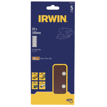 IRWIN Schuurvel 190x93 mm K80 Zelfklevend met Perforatie voor B+D 5 PCS