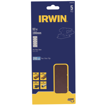 IRWIN Schuurvel 190x93 mm K240 Zelfklevend met Perforatie voor B+D 5 PCS