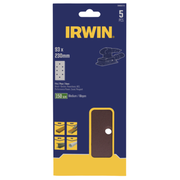 IRWIN Schuurvel 230x93mm K150 voor Klembevestiging en Perforatie voor B+D 5PCS