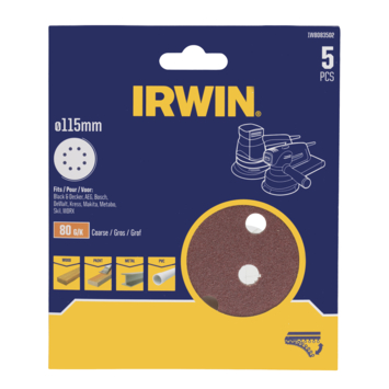 IRWIN Schuurschijf Rond Ø115mm Zelfklevend K80 5PCS