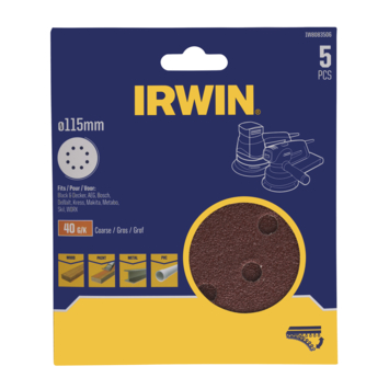 IRWIN Schuurschijf Rond Ø115mm Zelfklevend K40 5PCS