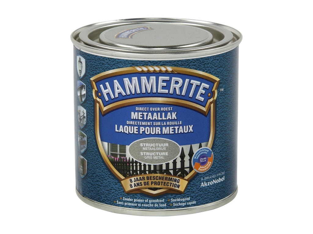 HAMMERITE METAALVERF STRUCTUUR METAALGRIJS 250ml
