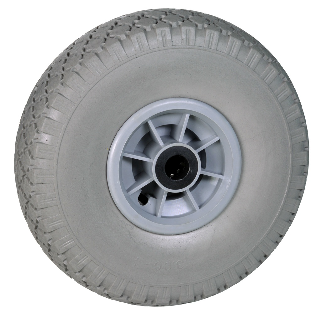 [CW124] Steekwagenwiel met grijze foamband en kunststof velg 300x4