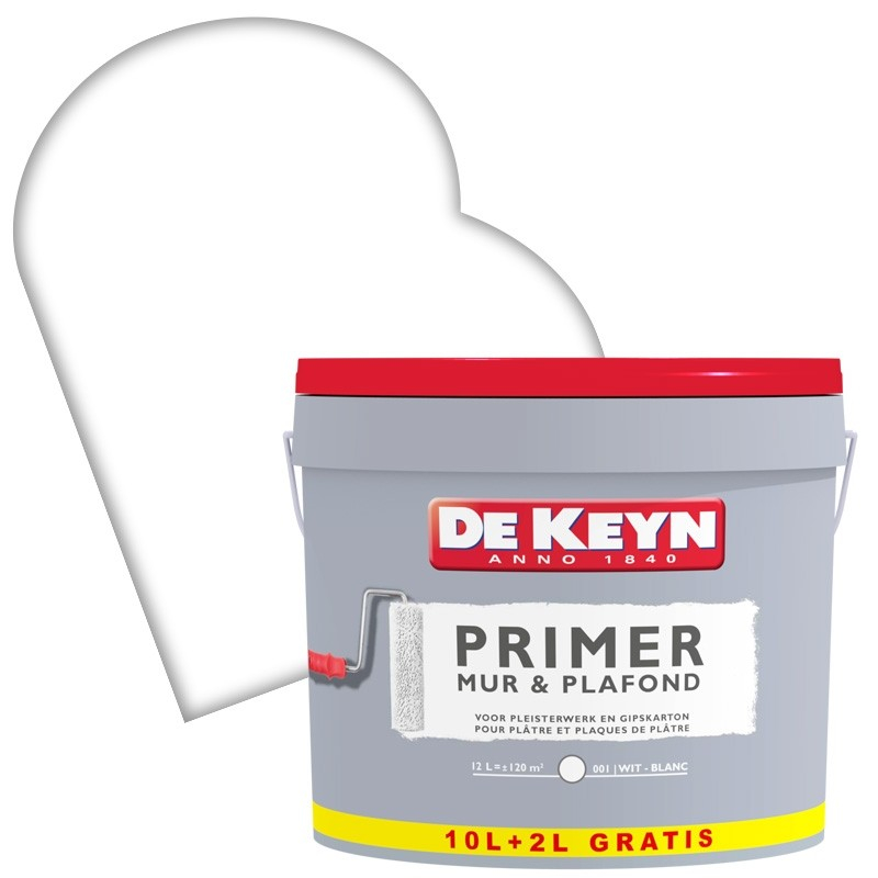 DE KEYN PRIMER MUR&PLAFOND WIT MAT PROMO PACK 12L