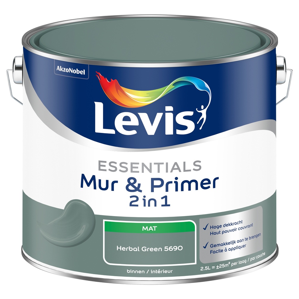 Levis Essentials Mur&Primer 2.5L Herbal Green 