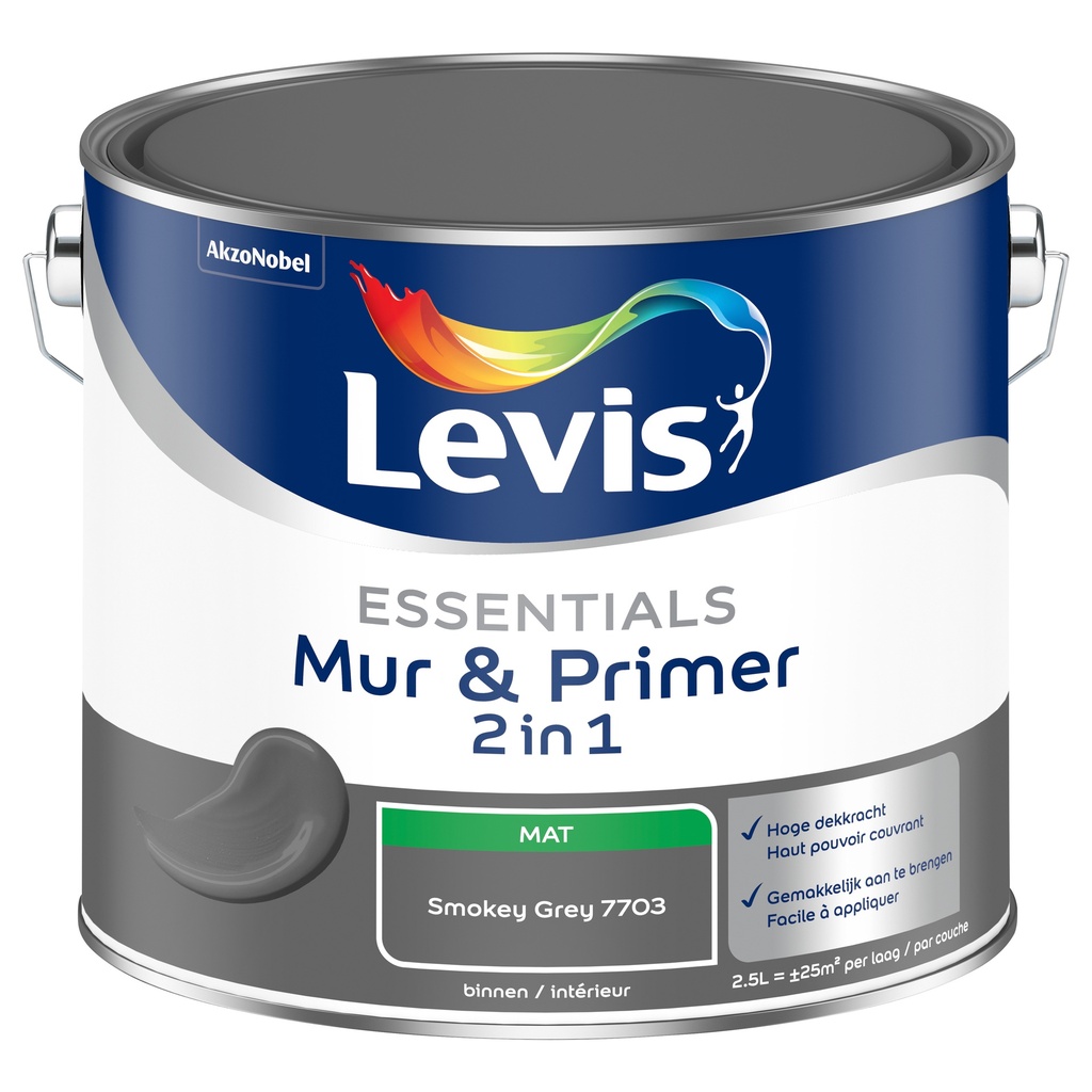 Levis Essentials Mur&Primer 2.5L Smokey Grey