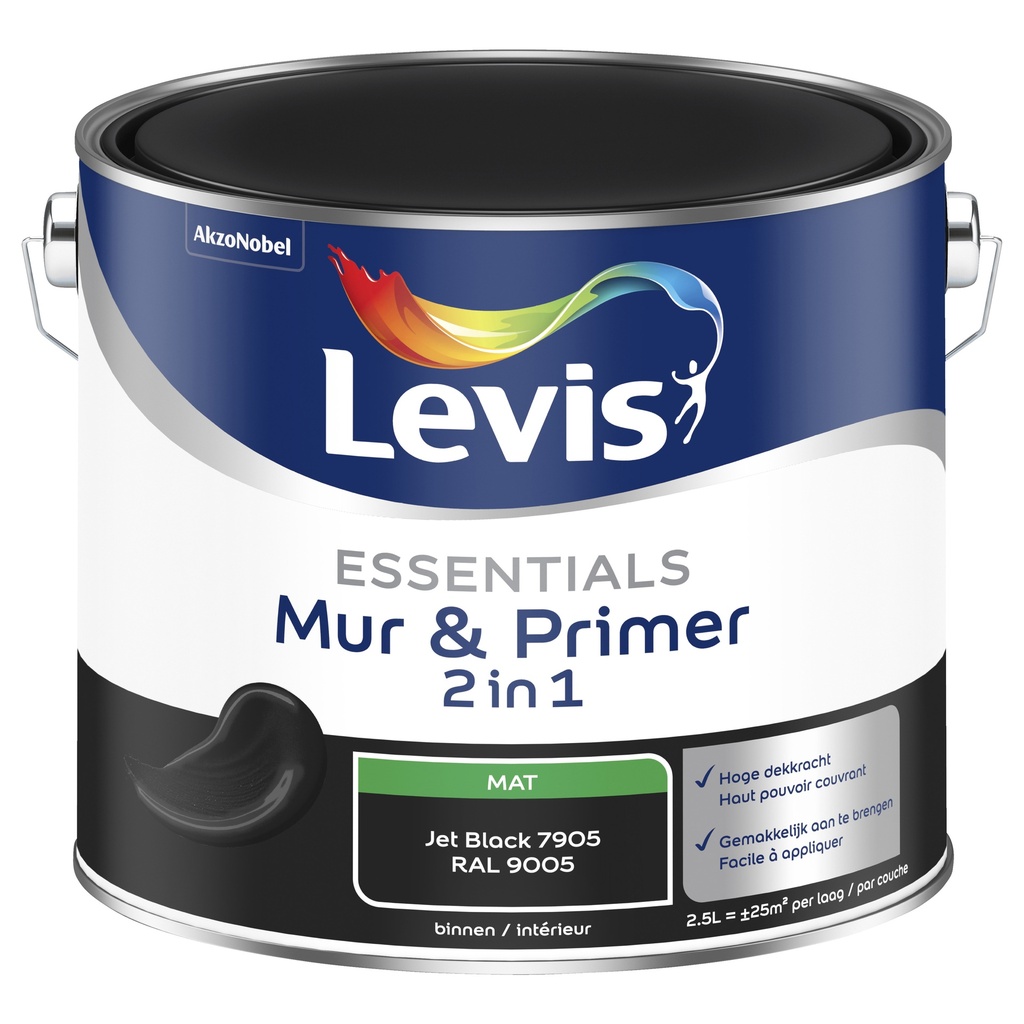 Levis Essentials Mur&Primer 2.5L Jet Black 