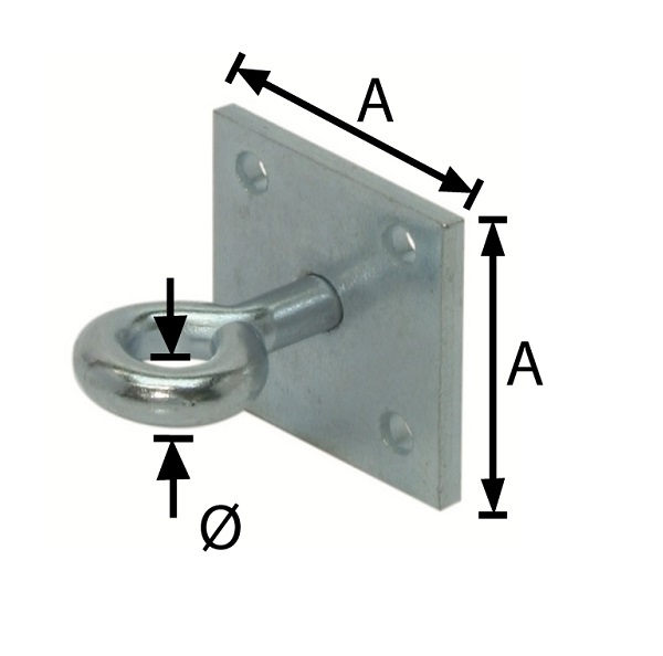 Aanlegoog Op Plaat Verzinkt Ø10mm 40x40mm