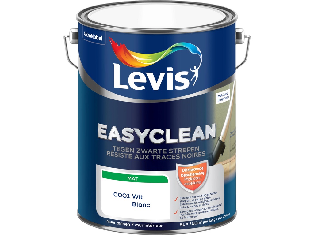 Levis EasyClean Muurverf tegen Zwarte Strepen Mat 5l Wit