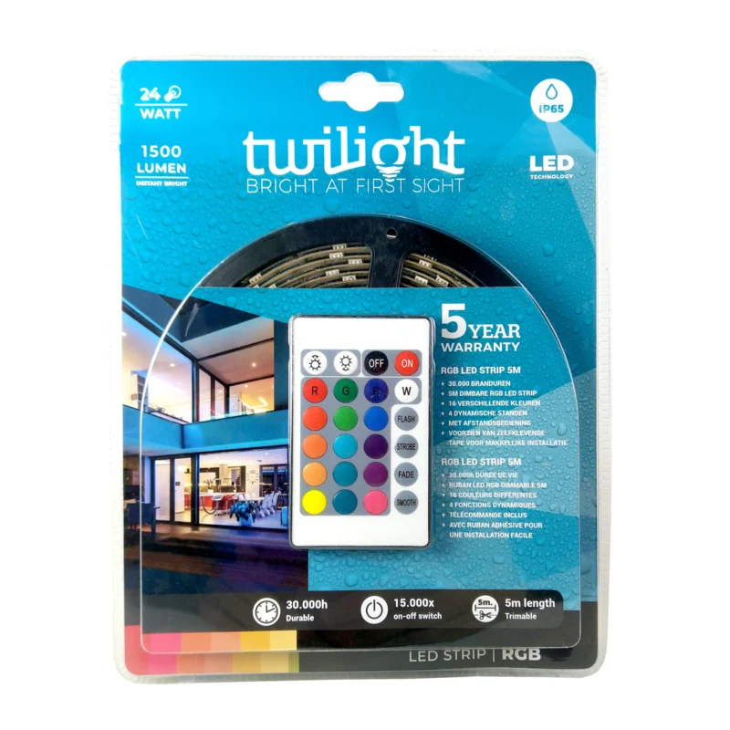 TWILIGHT Ledstrip 5m IP65 4,8W/m RGB