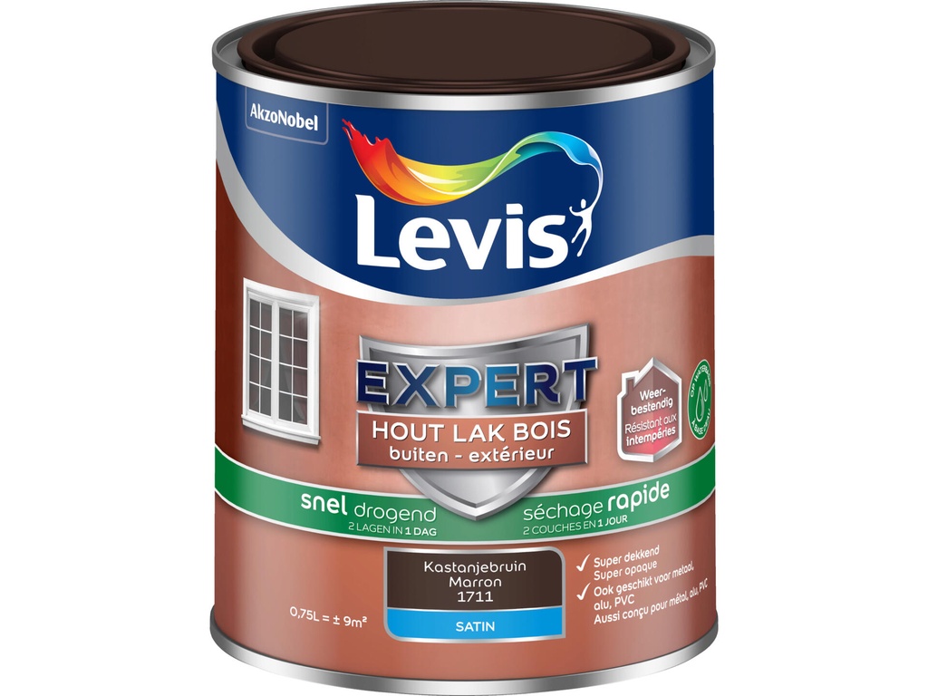 Levis Expert Lak buiten Sneldrogend Satin 0,75l Kastanjebruin 