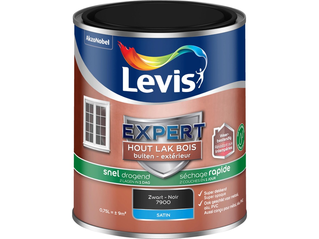 Levis Expert Lak buiten Sneldrogend Satin 0,75l Zwart