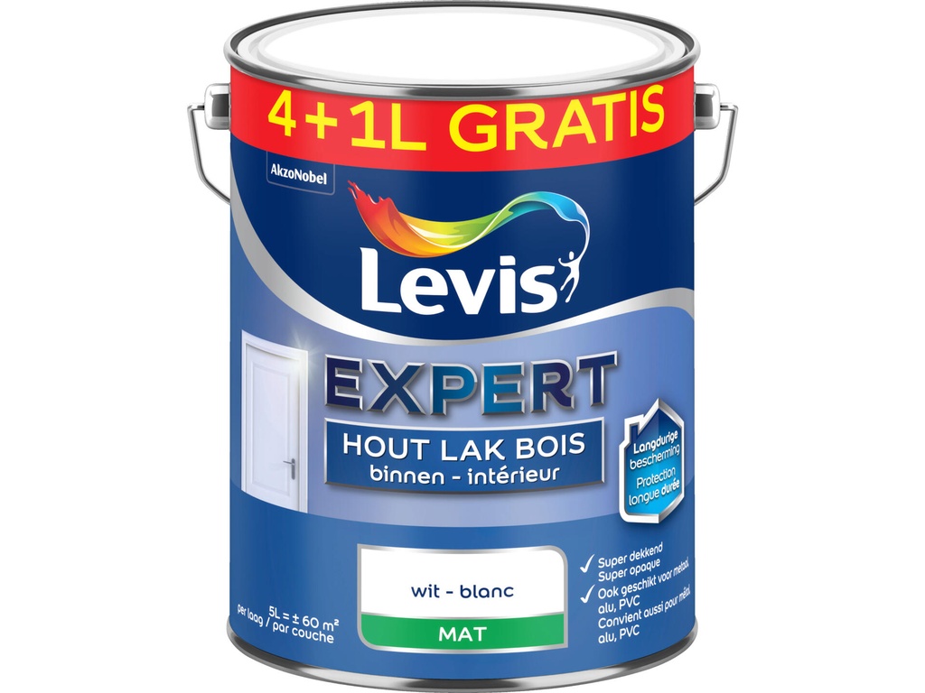 Levis Expert Binnenlak Mat Wit 4+1L