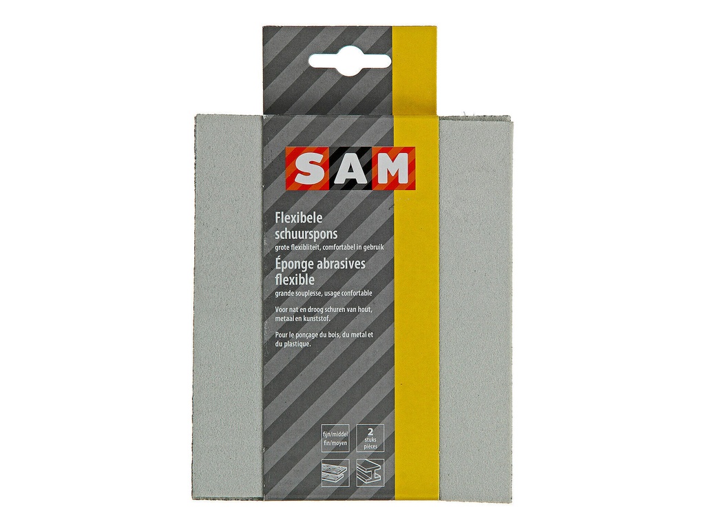 Sam Schuurspons Flexibel Medium/Grof Grijs 2 stuks