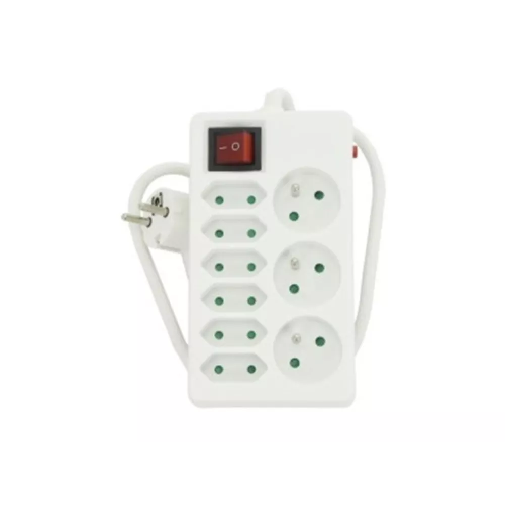 Profile 9V Stopcontact 6X2.5A 3X16A + Schakelaar Wit