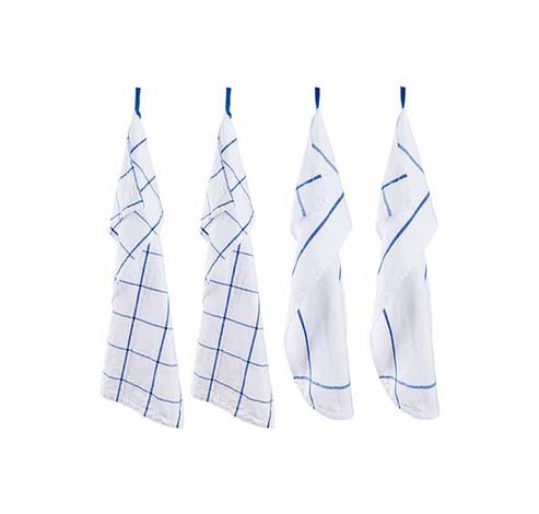 Koton Keukenhanddoek Set4 Wit/Blauw 50x70cm 