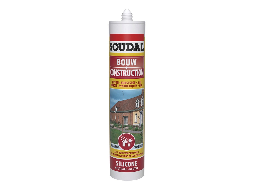SOUDAL SILICONE NEUTRAAL BOUW TRANSPARANT 300ML