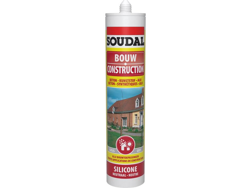 [102276] SOUDAL SILICONE NEUTRAAL BOUW GRIJS 300ML