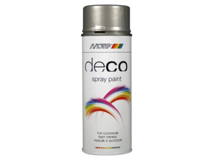 MOTIP DECO LAK HOOGGLANS RAL 9006 WIT ALUMINIUM METALLIC SPUITBUS  150ml
