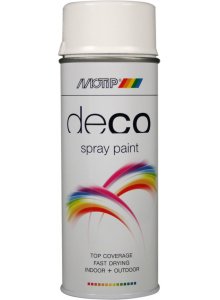 MOTIP DECO LAK HOOGGLANS RAL 9016 VERKEERS WIT SPUITBUS  400ml