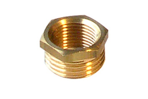 [A21312] Messing reductie met zeskant 3/8"m x 1/4"v