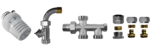 [A48028] Honeywell Set Radiatorkraanwerk Vloeraansluiting Pex-Alu 16 mm