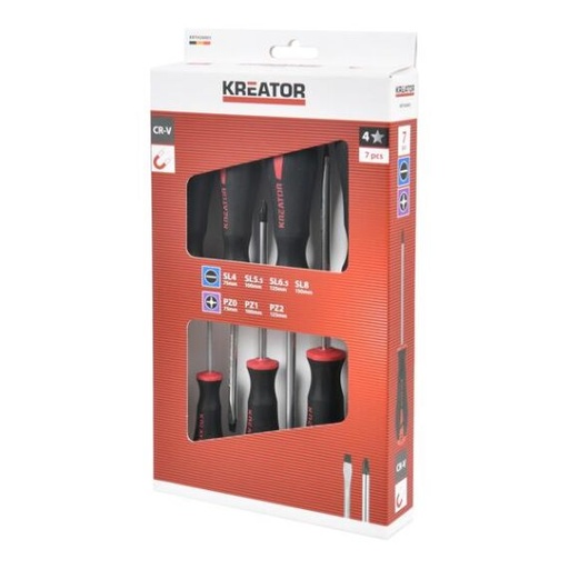 [KRTH20003] KREATOR Set Schroevendraaiers, SL PZ - 7 Stuks