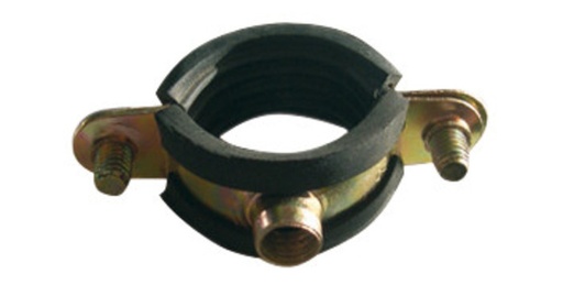 [443080] Schroefbeugel met rubberen inlage, enkel, geel gechromateerd Ø16mm per 3 st