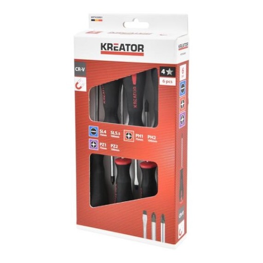 [KRTH20001] KREATOR Set Schroevendraaiers, SL PH PZ - 6 Stuks