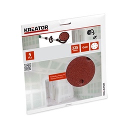 [KRT232004] KREATOR Schuurpapier gipsplaat rond Ø 225mm k60 5st