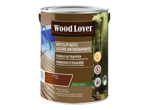 WOODLOVER ANTISLIP BEITS 360 TEAK 5 LITER