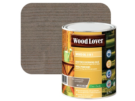 WOODLOVER WOOD OIL 960 GRAFIET GRIJS 0,75 LITER