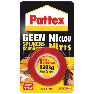 [2847193] Pattex Geen Spijkers&Schroeven Montagetape120KG 1,5m