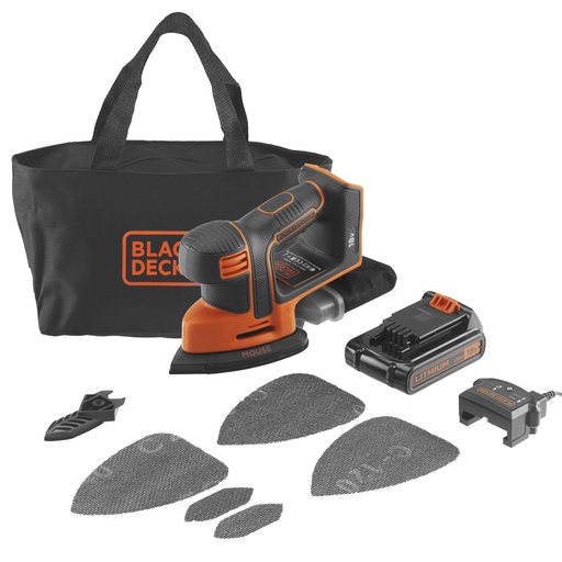 [BDCDS18-QW] Black&Decker BDCDS18-QW Handpalmschuurmachine Mouse 18V
