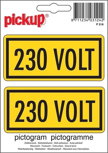 [P218] Sticker 230 volt - 100x50mm  2 stuks