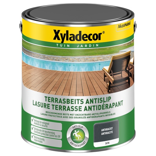 [XY5853885] Xyladecor Terrasbeits antislip Antraciet 2.5L