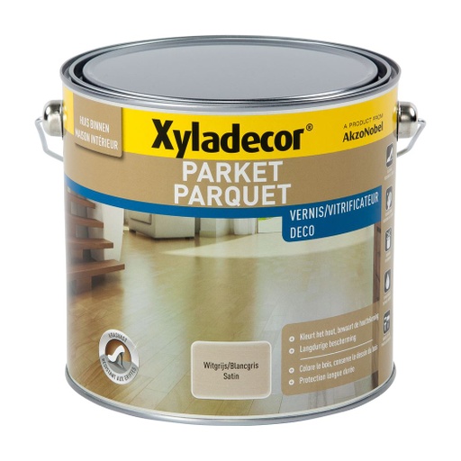 [5208232] Xyladecor Parket Vernis Deco Satin Witgrijs 2,5L