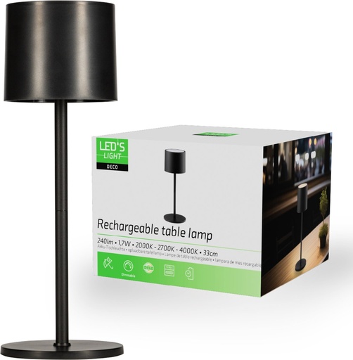 [FE100494] LED's Light Tafellamp op accu Zwart